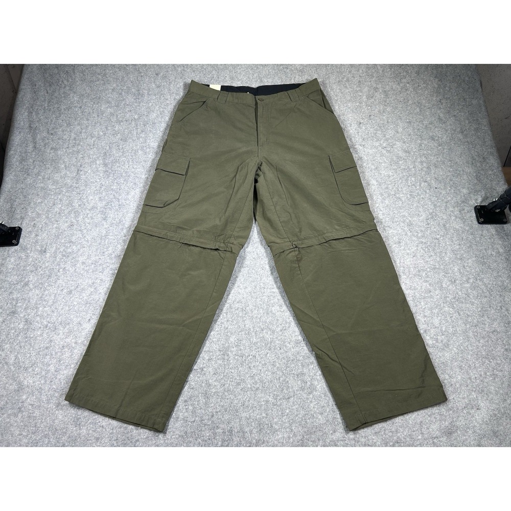 Vintage Lee Pants Men's Medium Green Cargo Convertible Dungarees Zip Off 90s y2k